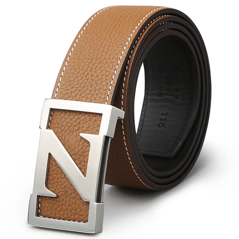 V.V.Brown Top Grain Cow Leather, Cow Leather, Stainless Steel, Genuine Leather Belt Men's 3.8cm-13