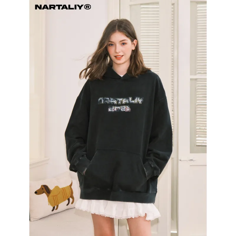 NARTALIY Sweatshirt Unisex Washed Black-2