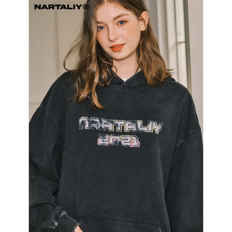 NARTALIY Sweatshirt Unisex Washed Black-3