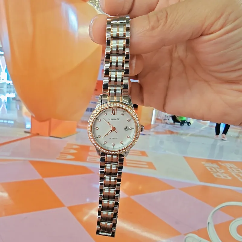 SUNMATE Mechanical Movement Steel Strap Chinese Watches Women's Watch White Dial-7