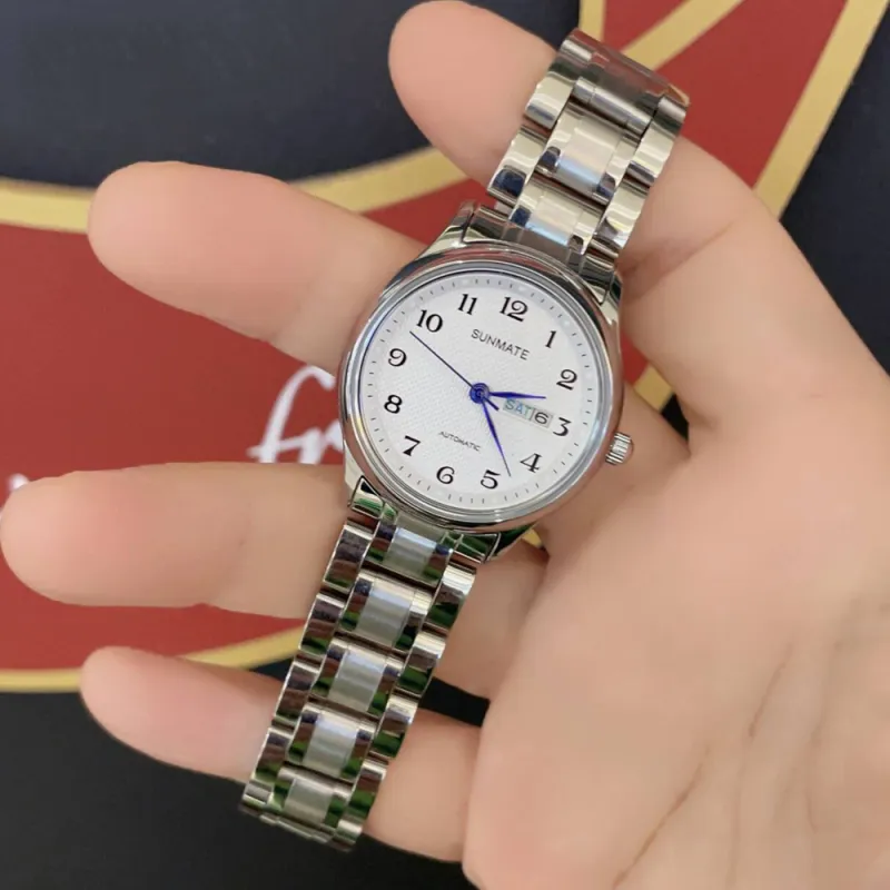 SUNMATE Mechanical Movement Steel Strap Watch Women's Watch White Dial-1