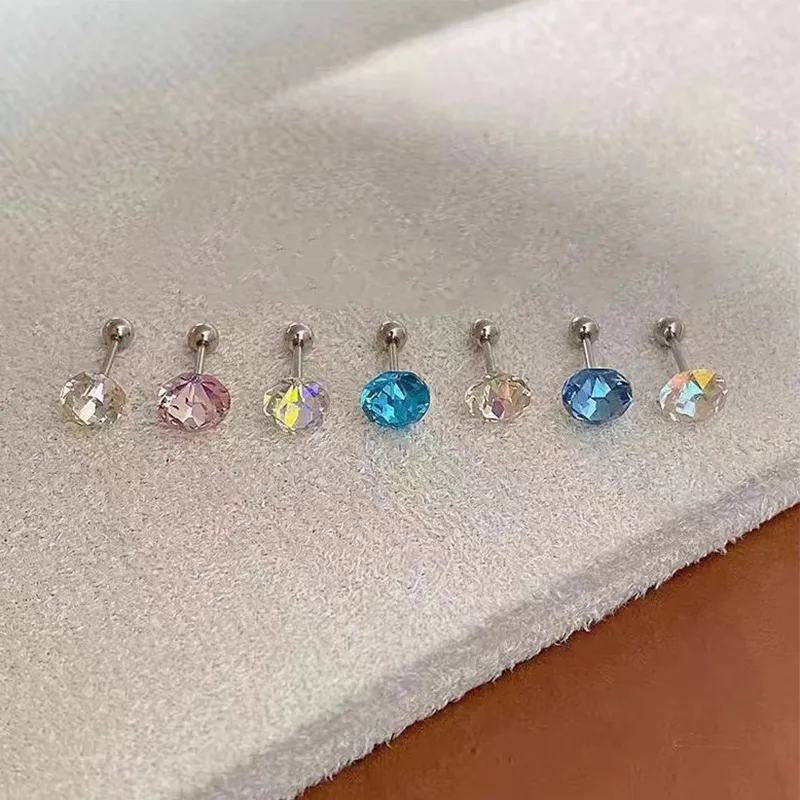 UX Titanium Steel, Ear Care Stud Earrings Unisex Multicolor Strobe Lights Collection-3