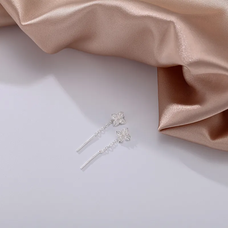 UX S999 Fine Silver Drop Earrings Women's-3