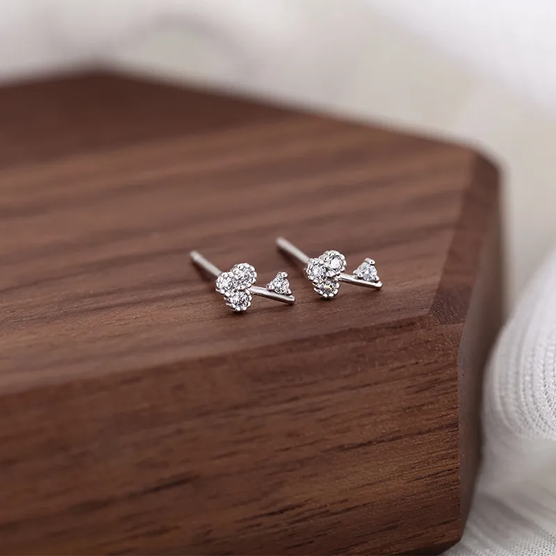 UX S999 Fine Silver Stud Earrings Women's-2