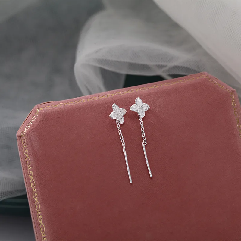 UX S999 Fine Silver Drop Earrings Women's-2