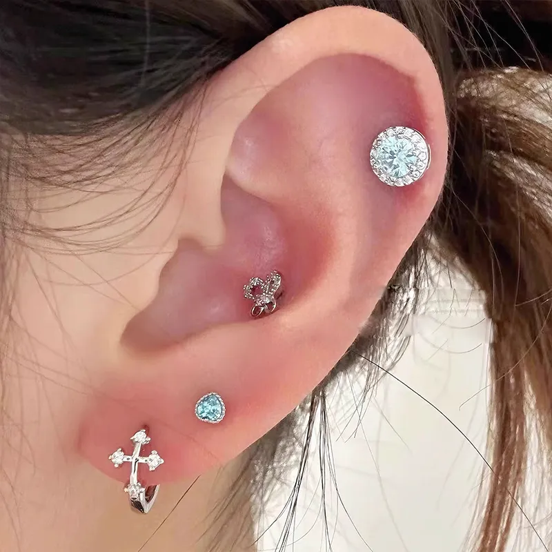 UX Ear Canal Screw Flat Niche Luxury Stud Earrings Unisex-1