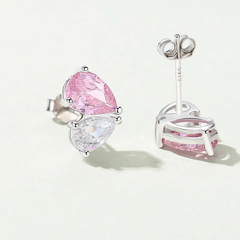 UX S925 Silver/Zircon Stud Earrings Women's Silver-2