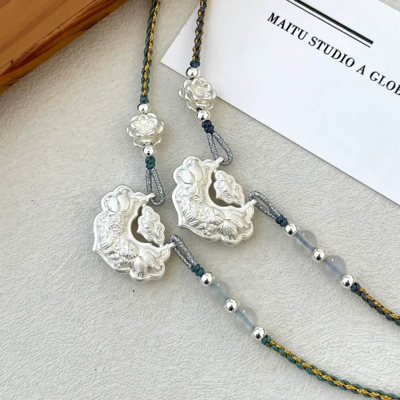 UX S999 Fine Silver Sterling Silver Necklaces Unisex-6