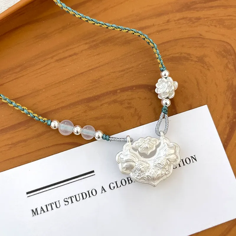UX S999 Fine Silver Sterling Silver Necklaces Unisex-1