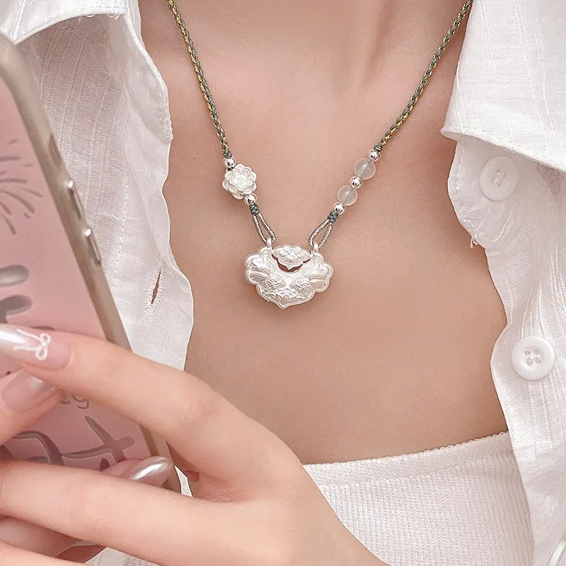 UX S999 Fine Silver Sterling Silver Necklaces Unisex-2