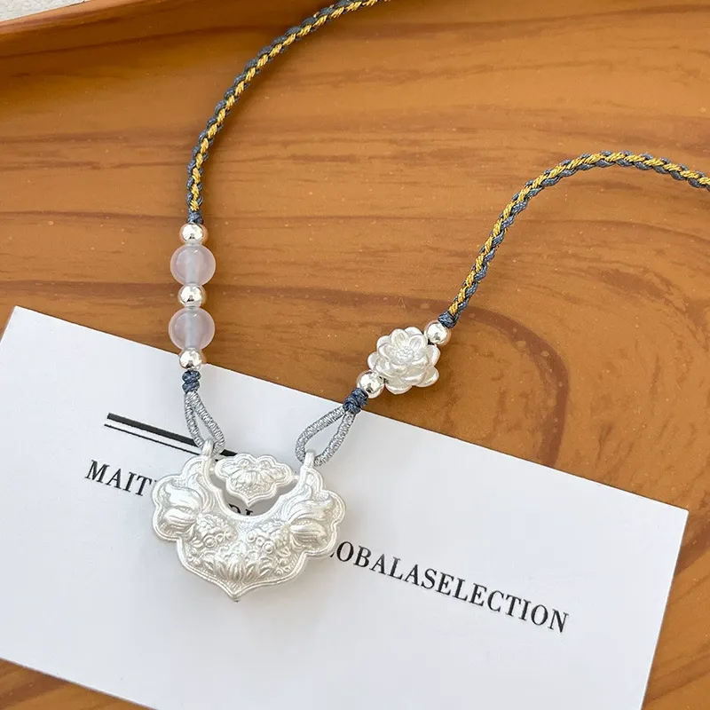 UX S999 Fine Silver Sterling Silver Necklaces Unisex-3