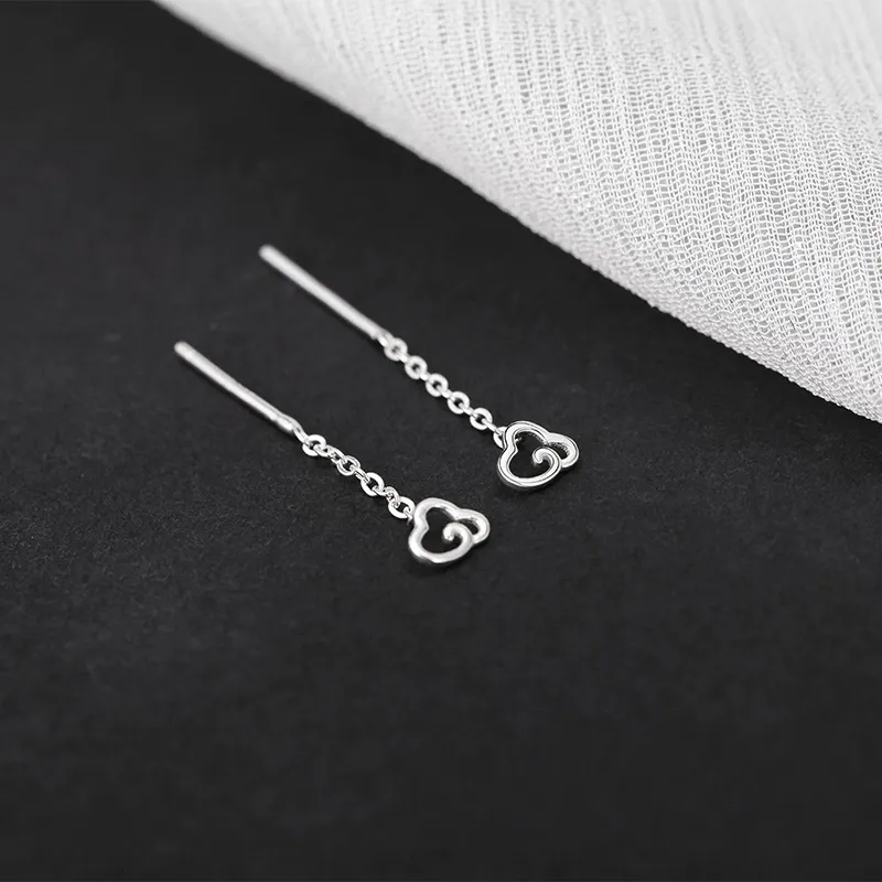UX S999 Fine Silver Drop Earrings Women's-1