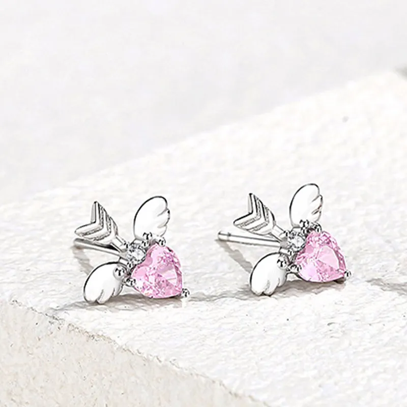 UX S925 Silver Zircon Stud Earrings Women's-1