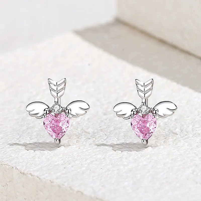 UX S925 Silver Zircon Stud Earrings Women's-4