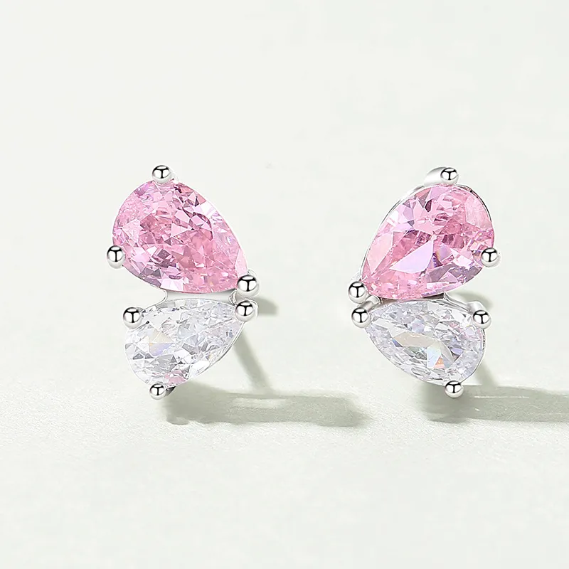 UX S925 Silver/Zircon Stud Earrings Women's Silver-3