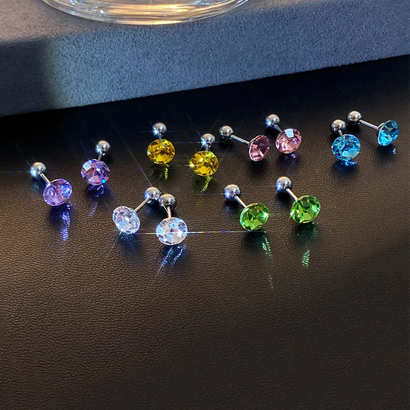 Titanium Steel Ear Care Stud Earrings Fashion Stud Earrings Unisex Multicolor Sparkling Gift Box Set-1