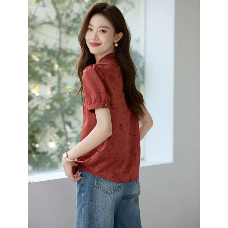 Mo Han Yi Mei Shirt Women's Brick Red-2