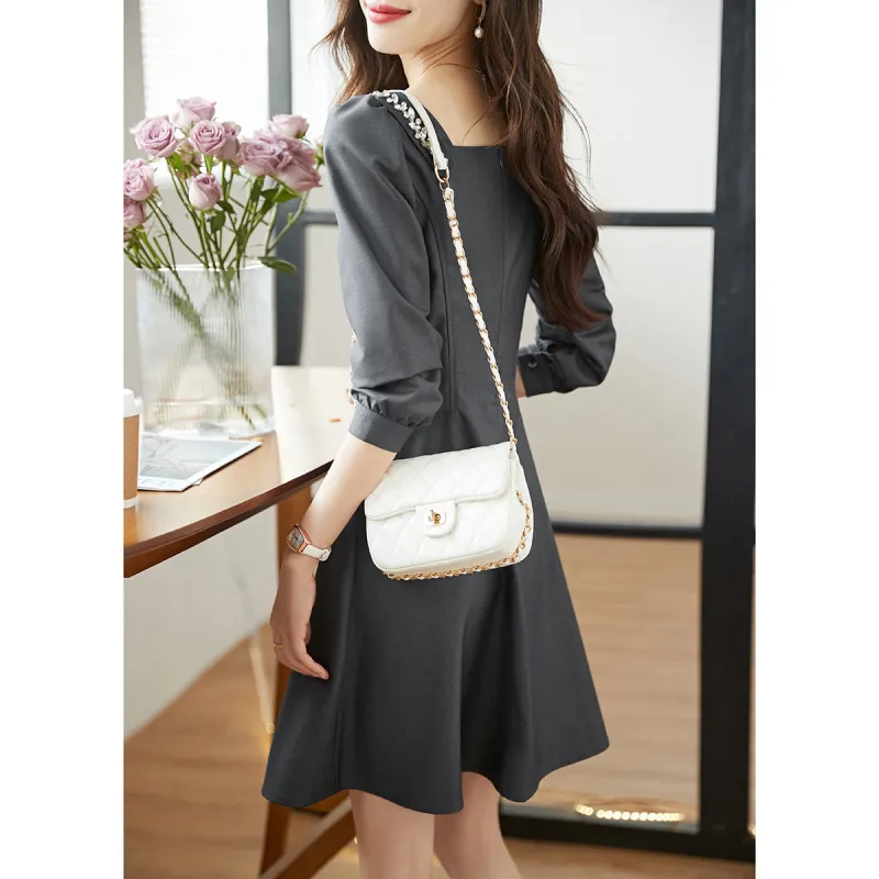 Mo Han Yi Mei Long Sleeved Dresses Women's Gray-4