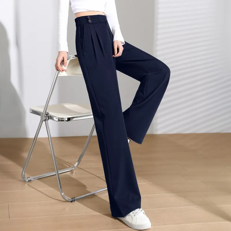 Mo Han Yi Mei Casual Pants Women's Navy Blue-4