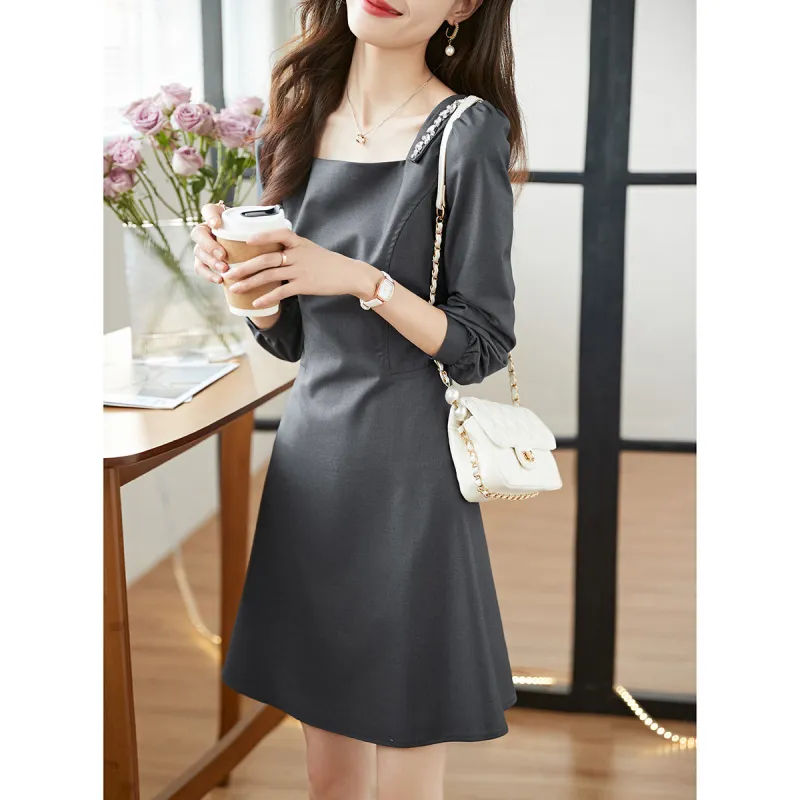 Mo Han Yi Mei Long Sleeved Dresses Women's Gray-1