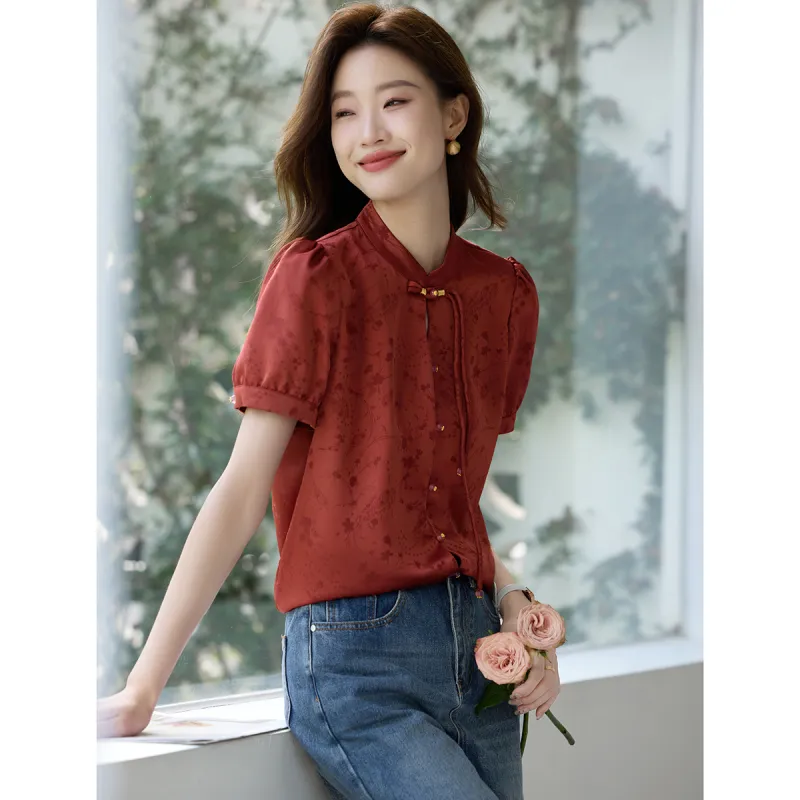 Mo Han Yi Mei Shirt Women's Brick Red-4