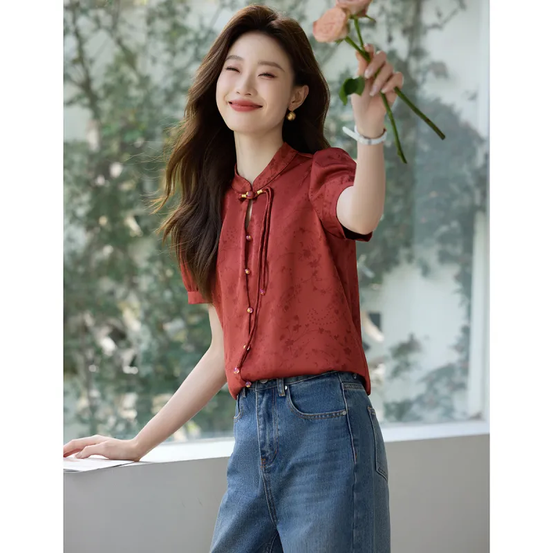 Mo Han Yi Mei Shirt Women's Brick Red-3