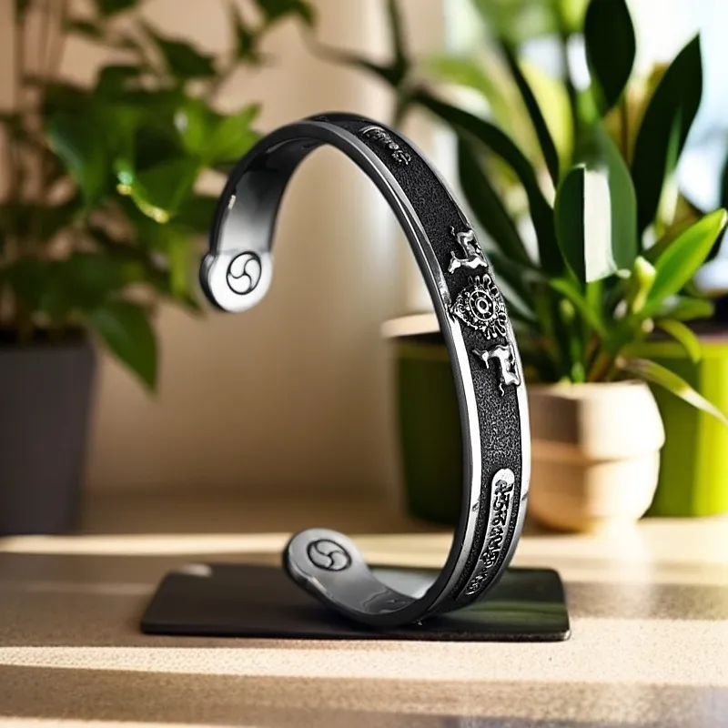 Three Blessings Of Happiness 925 Sterling Silver Bangles Unisex-3