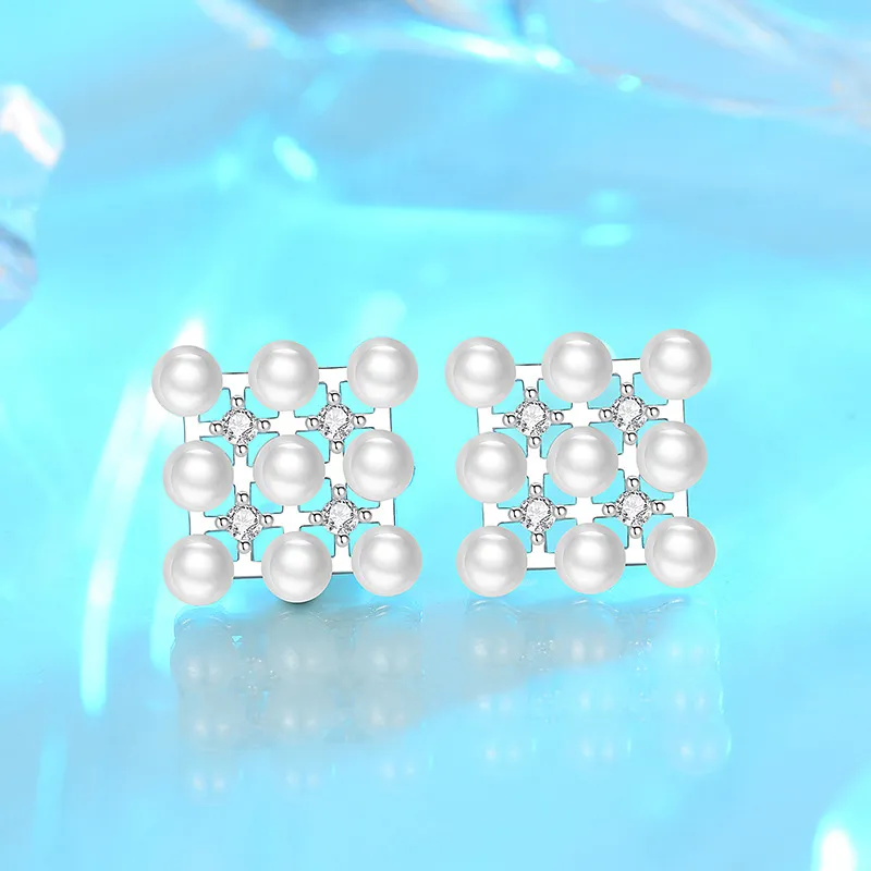 Andaozi Pearl Stud Earrings Women's-4