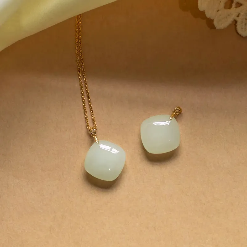 Andaozi Hetian Jade Necklaces Pale Greenish-White Jade Women's-2