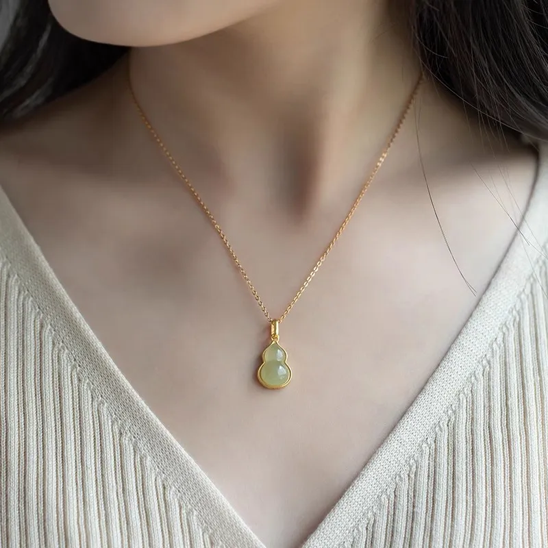 Andaozi Necklaces Pale Greenish White Jade Women's-2