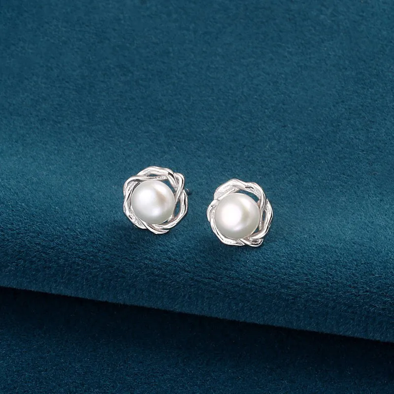 Andaozi Pearl Stud Earrings Women's-1