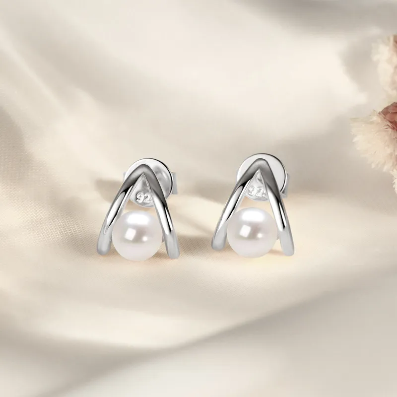 Andaozi Pearl Stud Earrings Women's-1