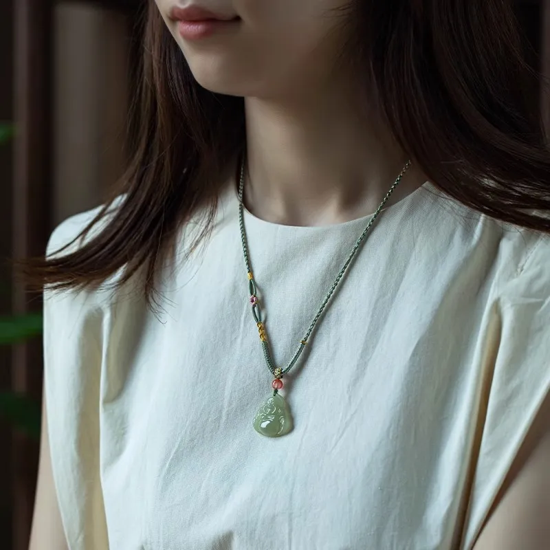 Andaozi Hetian Jade Necklaces Green Jade Women's-1
