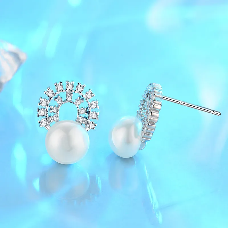 Andaozi Pearl Stud Earrings Women's-3