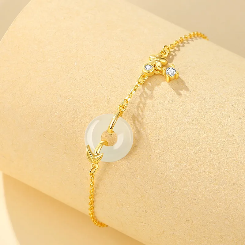 Andaozi Hetian Jade Bracelets Pale Greenish White Jade Women's-3
