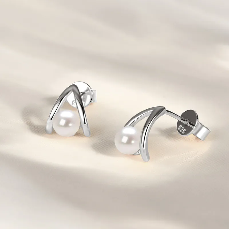 Andaozi Pearl Stud Earrings Women's-2