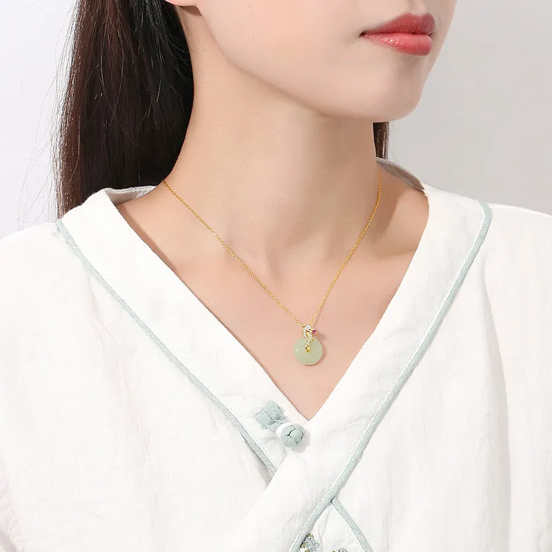 Andaozi Hetian Jade Necklaces Pale Greenish White Jade Women's-2