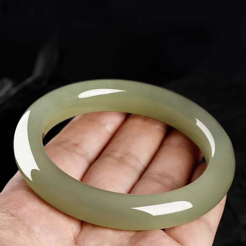 Andaozi Hetian Jade Bangles White Jade/Pale Greenish White Jade Women's-3