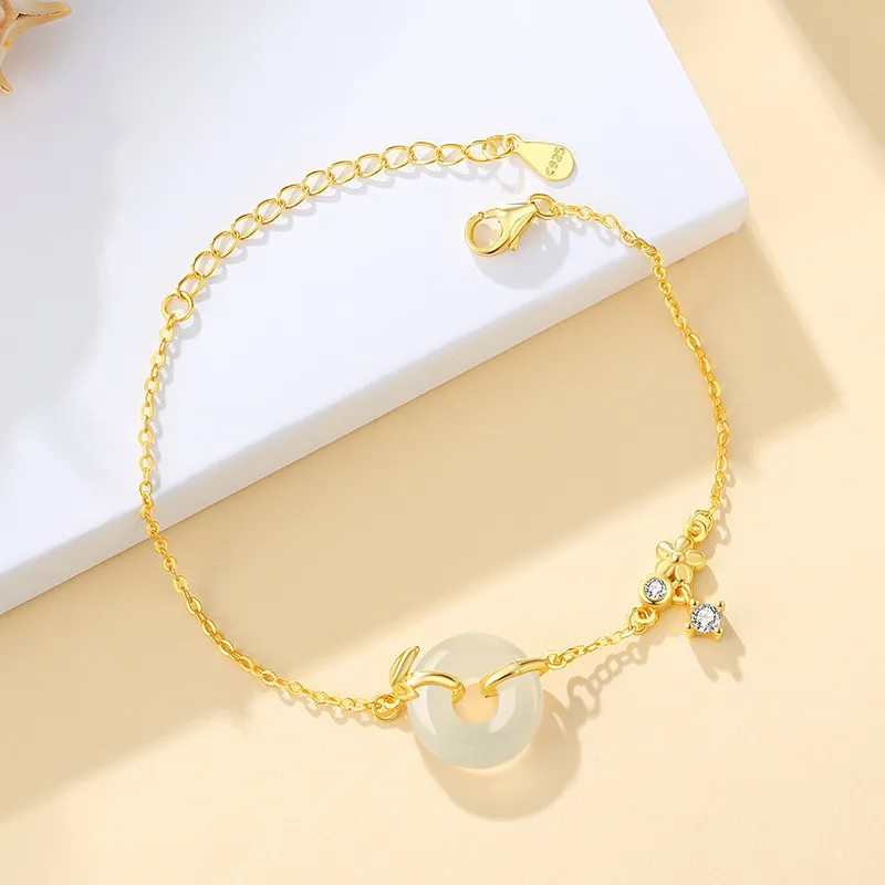 Andaozi Hetian Jade Bracelets Pale Greenish White Jade Women's-4