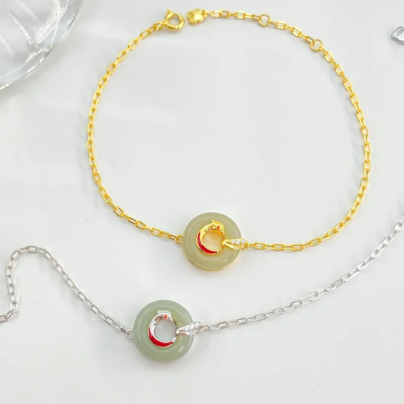 Andaozi Hetian Jade Bracelets Pale Greenish White Jade Women's-2