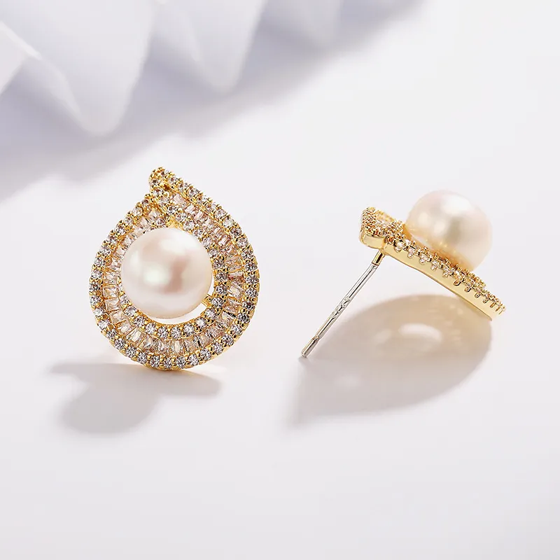 Andaozi Pearl Stud Earrings Women's-4