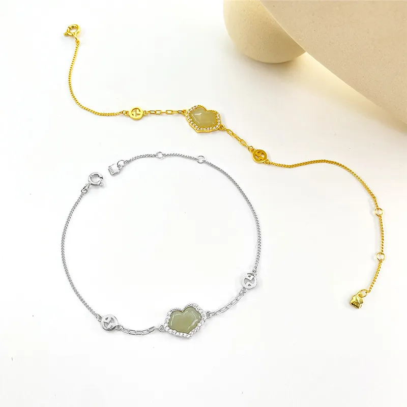 Andaozi Hetian Jade Bracelets Pale Greenish White Jade Women's-2