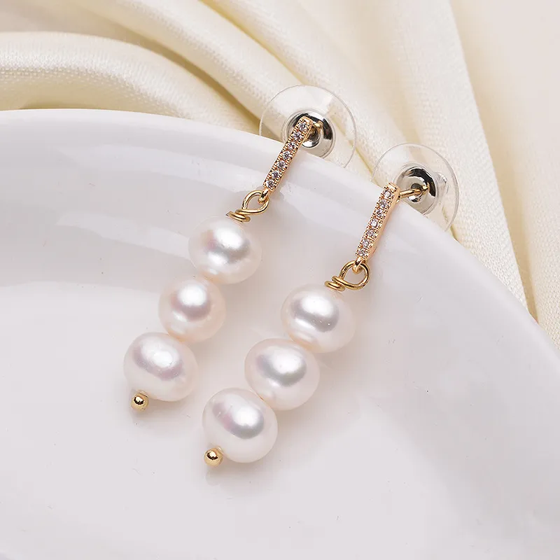 Andaozi Pearl Stud Earrings Women's-1