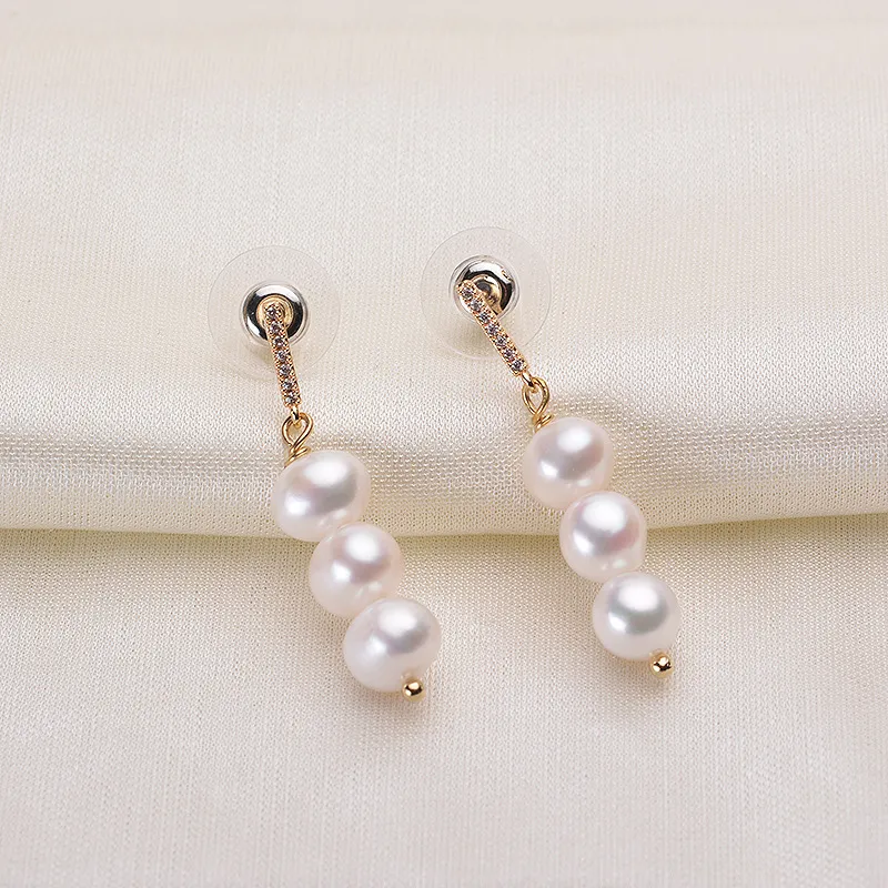Andaozi Pearl Stud Earrings Women's-2