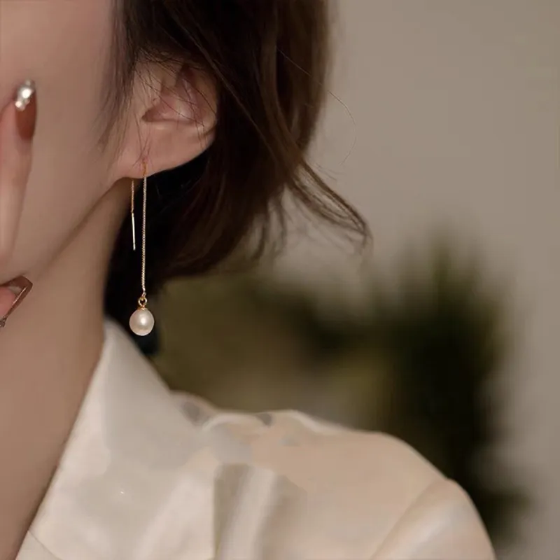 Andaozi Pearl Drop Earrings Women's-5