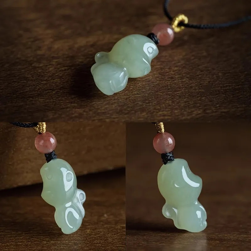 Andaozi Hetian Jade Necklaces Pale Greenish White Jade Unisex-3