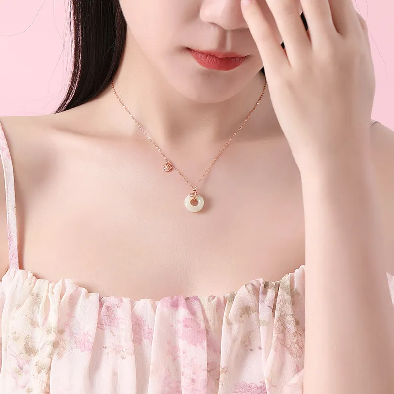 Andaozi Hetian Jade Necklaces Pale Greenish White Jade Unisex-3
