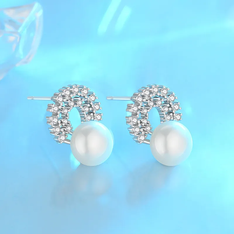 Andaozi Pearl Stud Earrings Women's-4