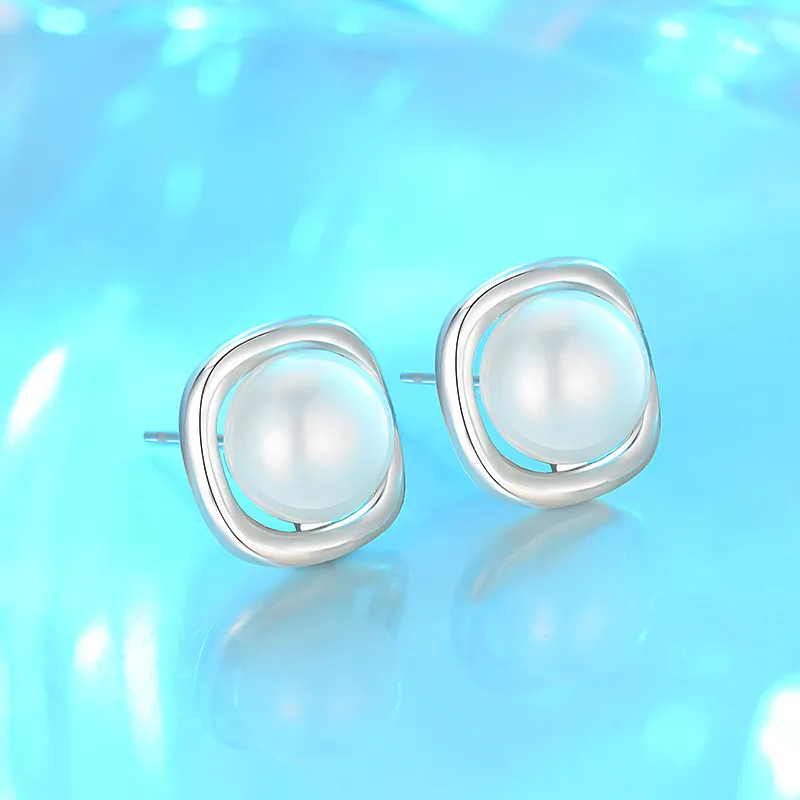 Andaozi Pearl Stud Earrings Women's-4