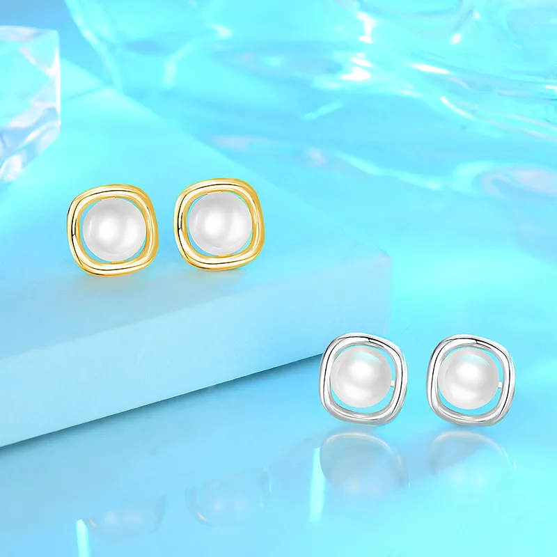 Andaozi Pearl Stud Earrings Women's-2